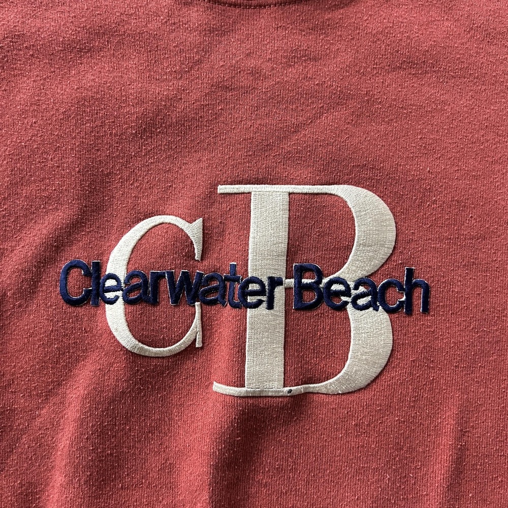 Vintage Fruit Of The Loom Sweatshirt Mens XL Red Fleece Clearwater Beach - Picture 3 of 7